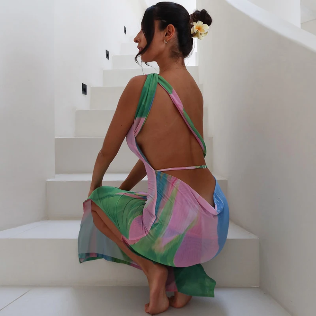 Lana | Backless Tropical Slip Dress