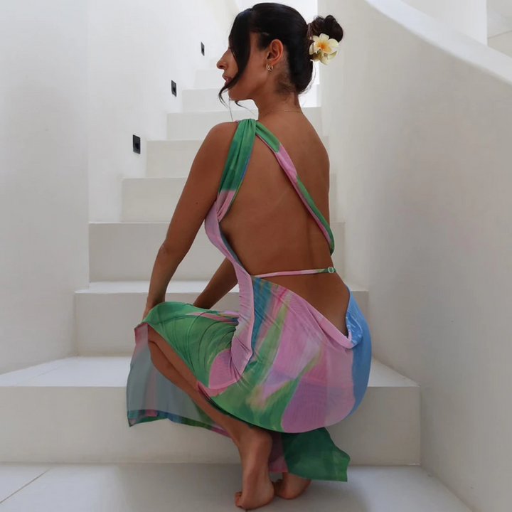 Lana | Backless Tropical Slip Dress