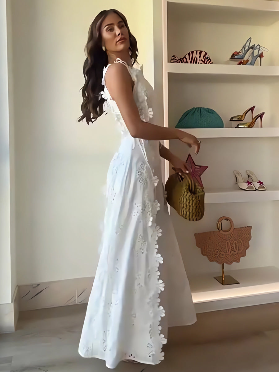 Caroline | Floral Embroidered Maxi Dress