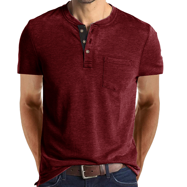 Trevor | Button Accent Henley Tee