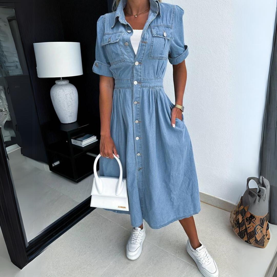 Linda | Button-Front Denim Dress