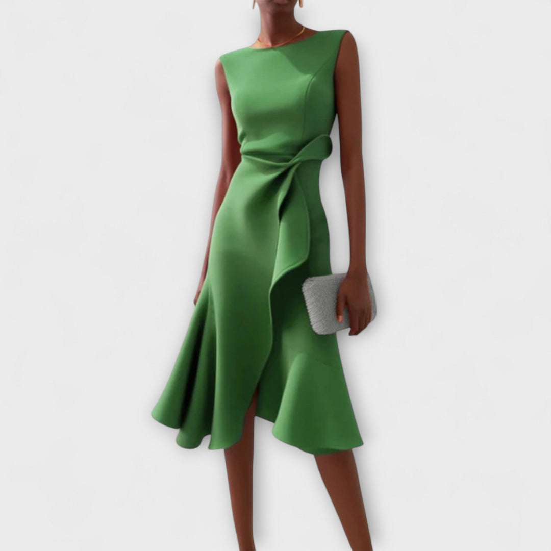 Amal | Sculpted Ruffle Midi Dress