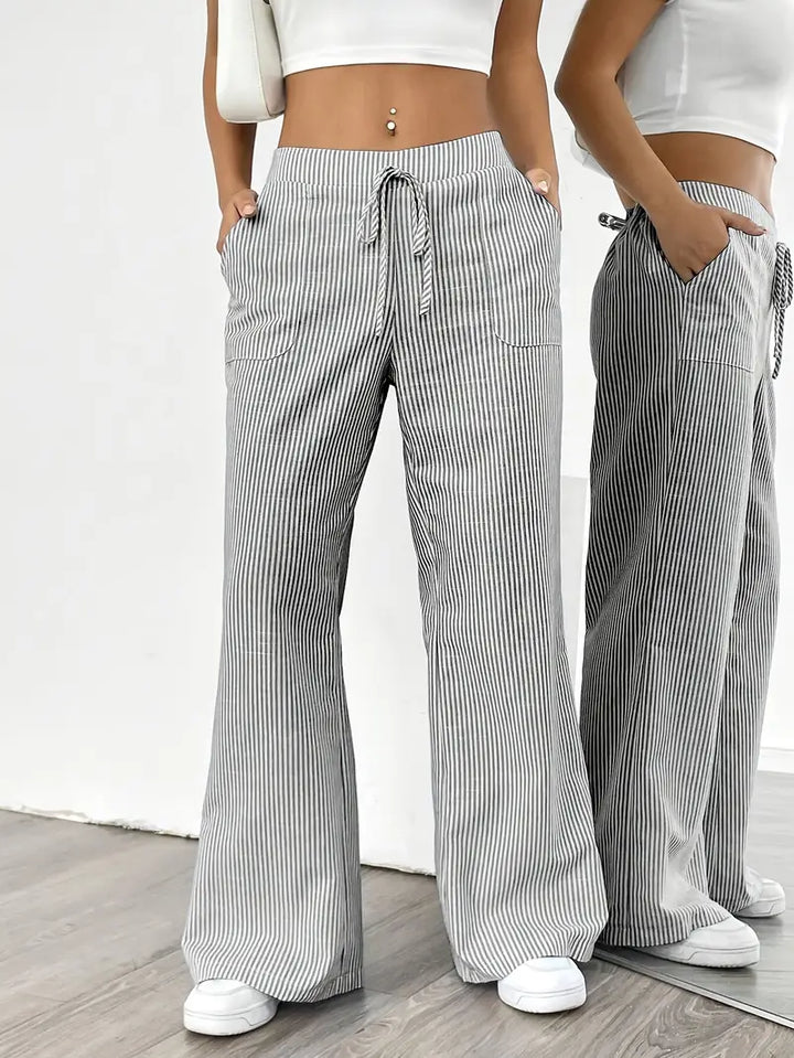 Vioni | Striped Drawstring Trousers