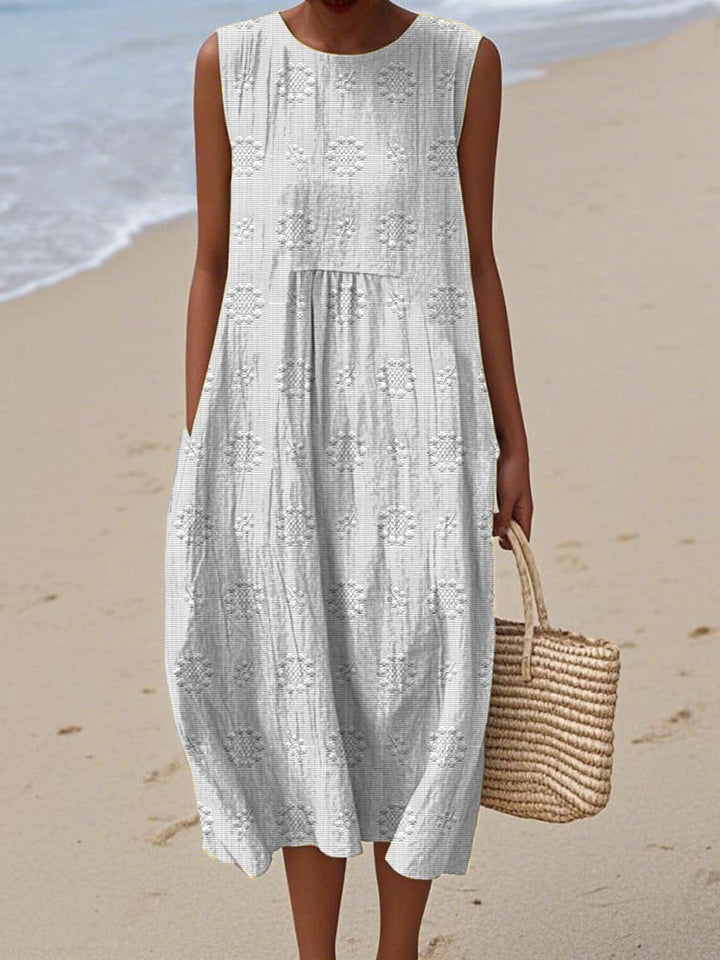 Léa | Sleeveless Embroidered Midi Dress