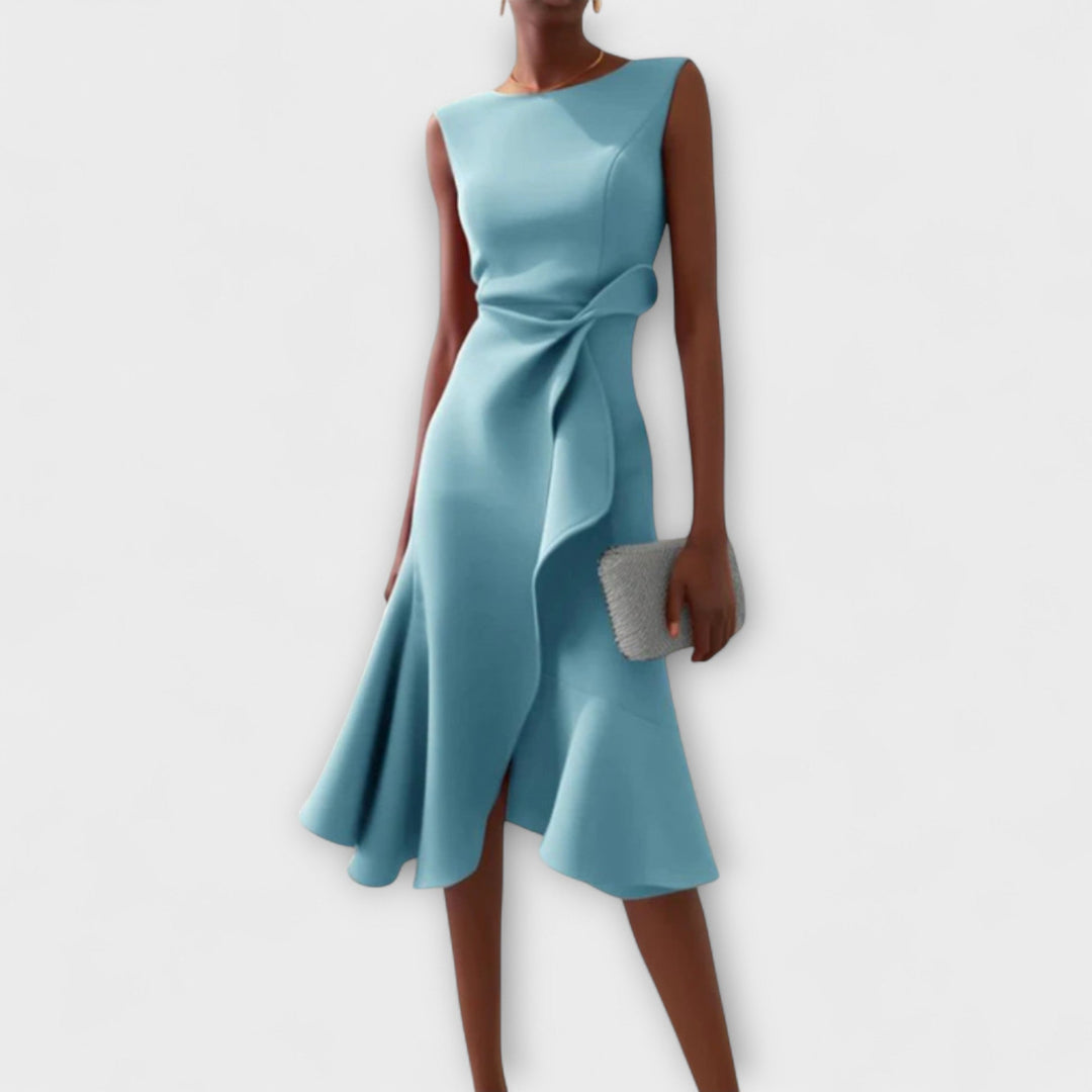 Amal | Sculpted Ruffle Midi Dress