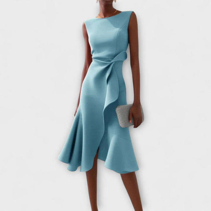 Amal | Sculpted Ruffle Midi Dress
