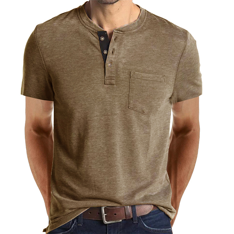 Trevor | Button Accent Henley Tee