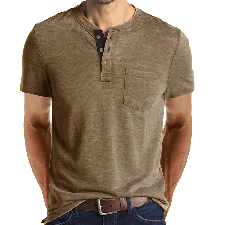 Trevor | Button Accent Henley Tee