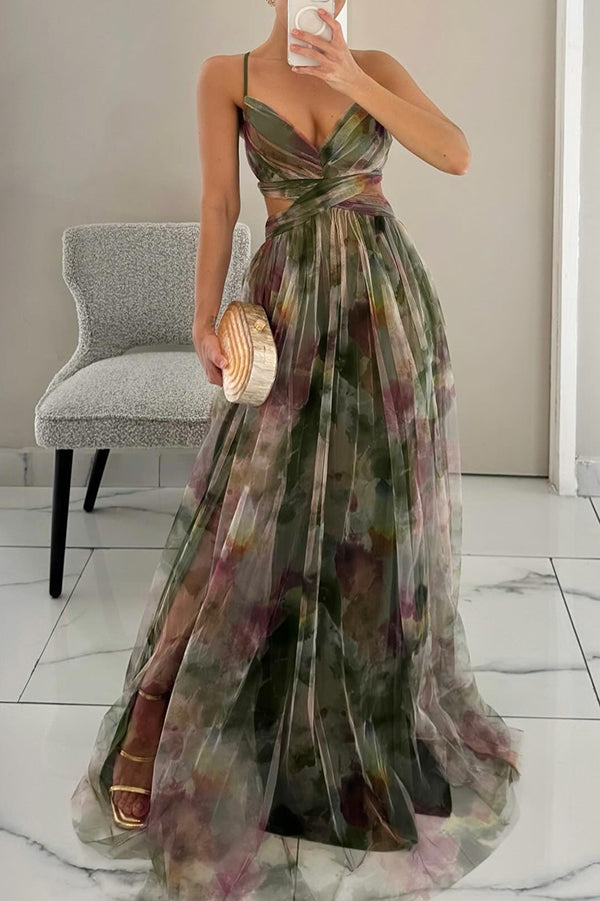 Amara | Watercolor Chiffon Maxi Dress