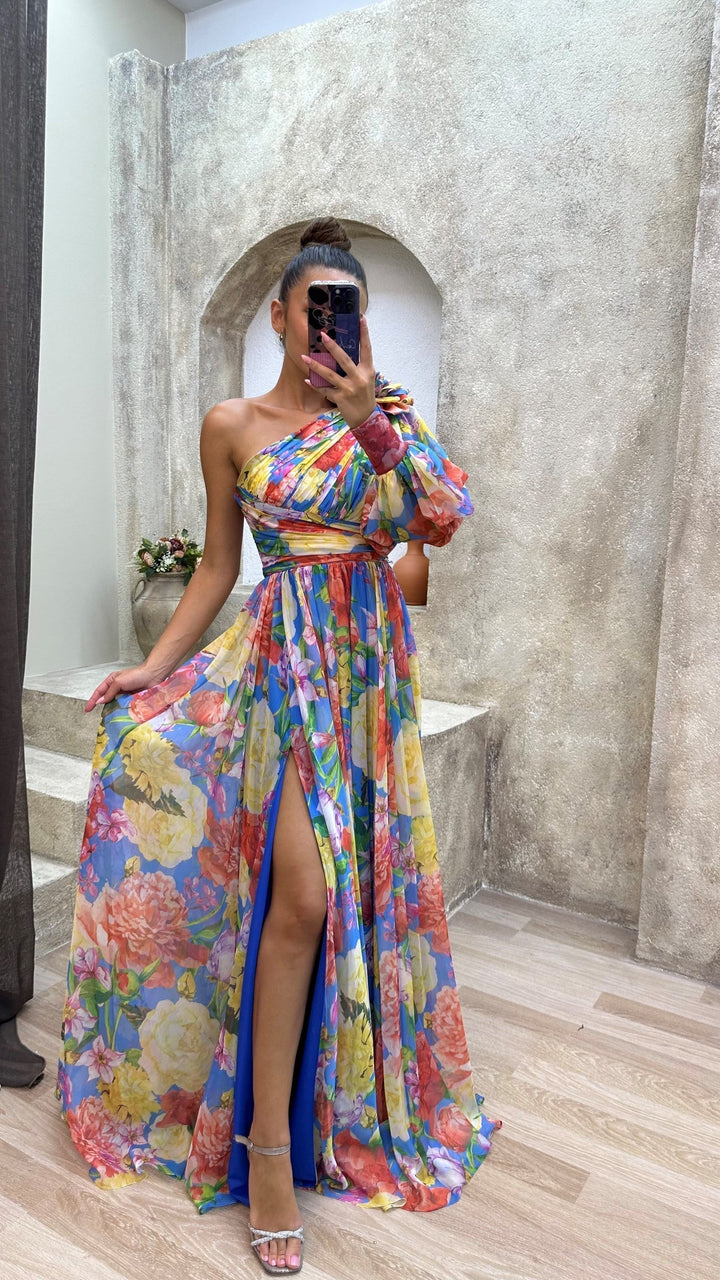 Flora | One-Shoulder Floral Maxi Dress