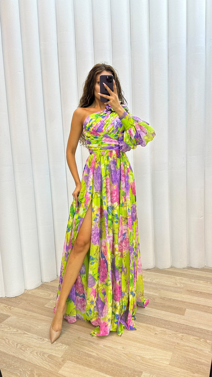 Flora | One-Shoulder Floral Maxi Dress