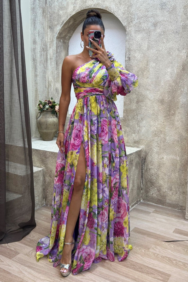Flora | One-Shoulder Floral Maxi Dress