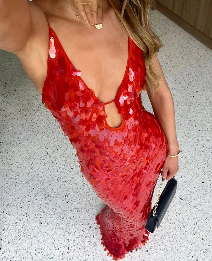 Allegra | Sequin Plunge Gown