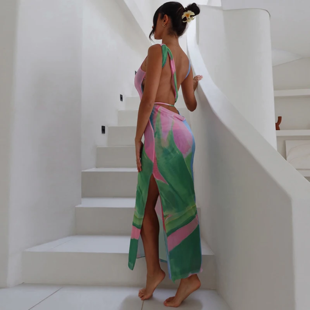 Lana | Backless Tropical Slip Dress