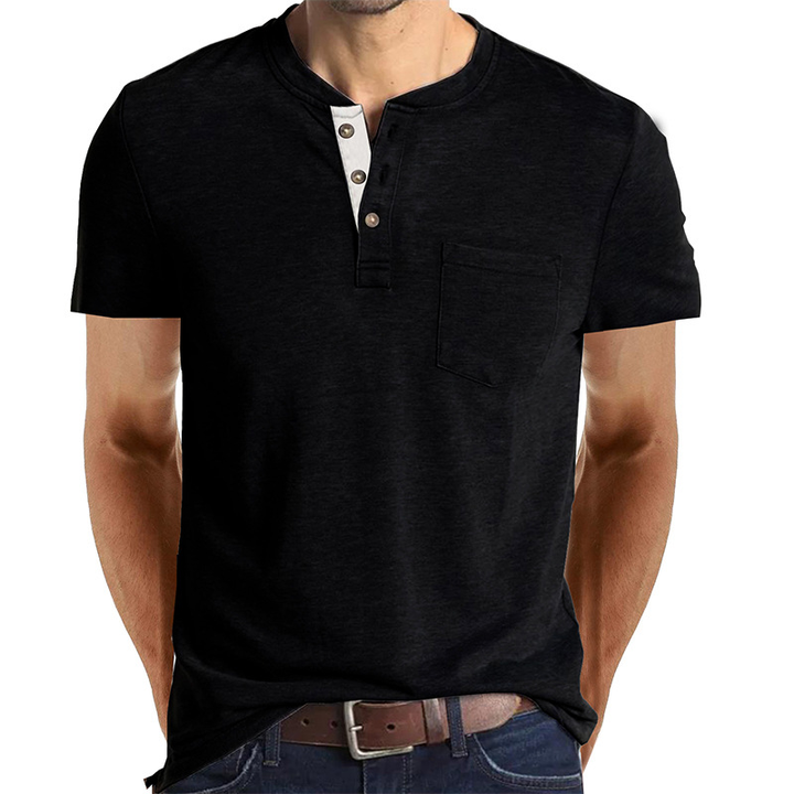 Trevor | Button Accent Henley Tee