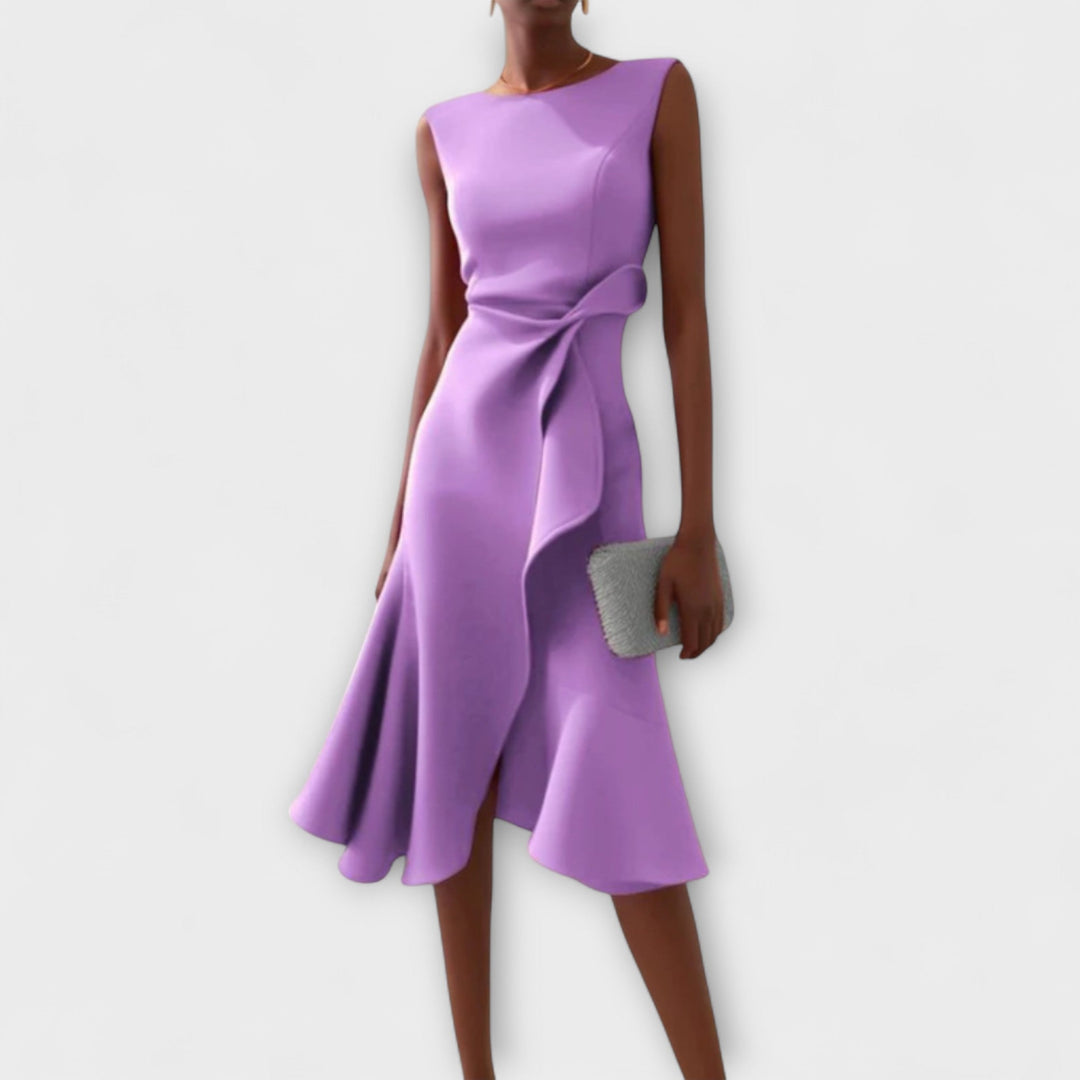 Amal | Sculpted Ruffle Midi Dress