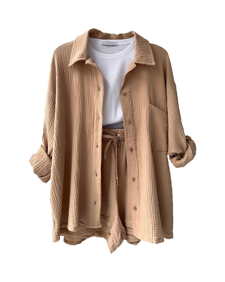 Maylee | Casual Button‑Up Shorts Set