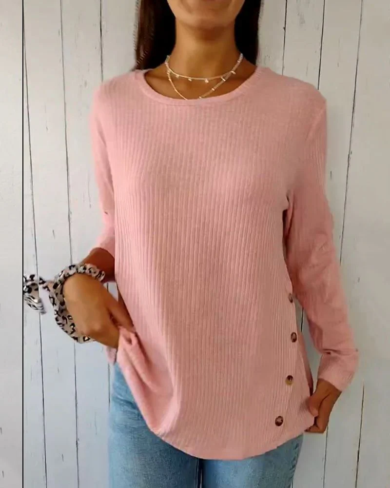 Marjorie | Button-Hem Knit Top
