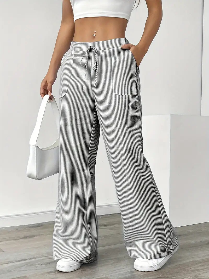 Vioni | Striped Drawstring Trousers
