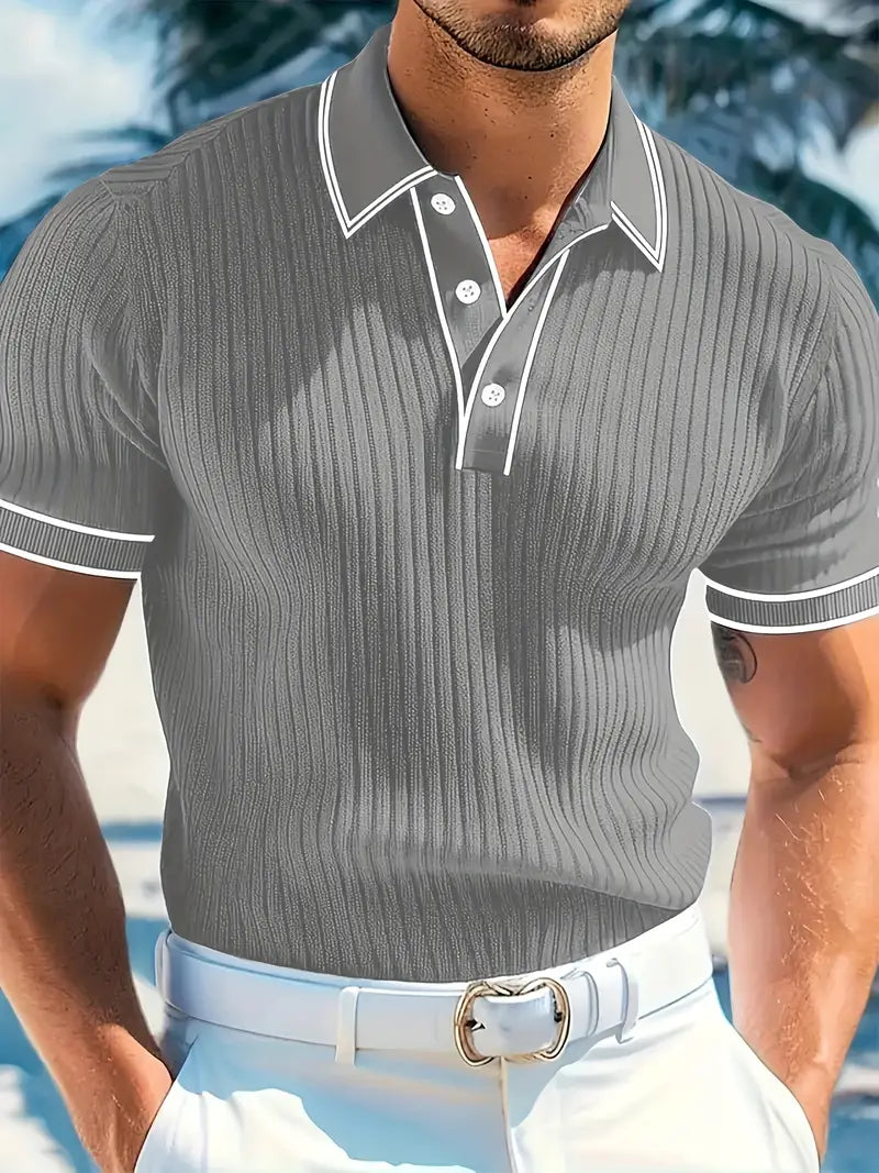 Elliot | Ribbed Knit Polo Shirt