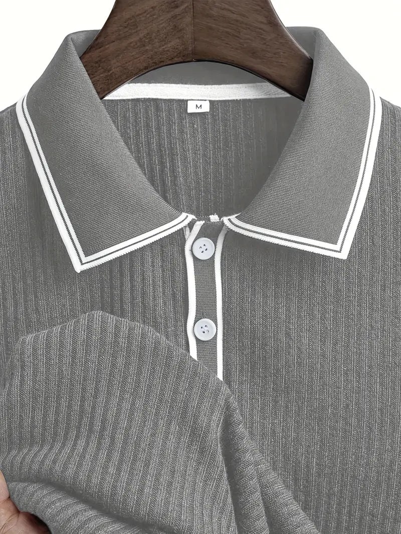 Elliot | Ribbed Knit Polo Shirt