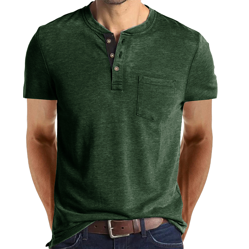Trevor | Button Accent Henley Tee