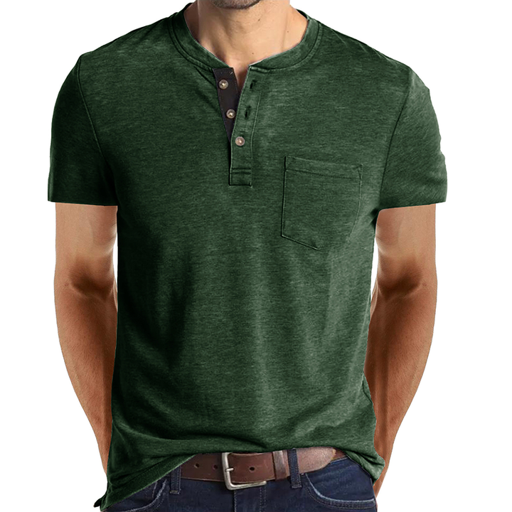 Trevor | Button Accent Henley Tee