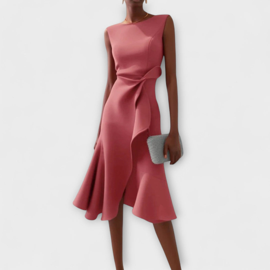 Amal | Sculpted Ruffle Midi Dress