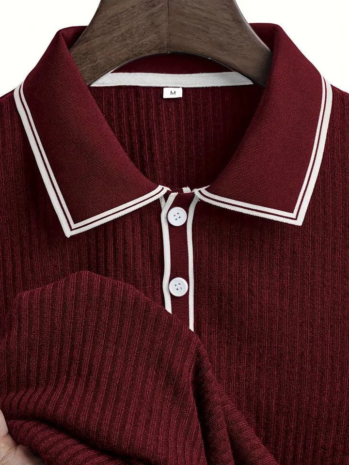 Elliot | Ribbed Knit Polo Shirt