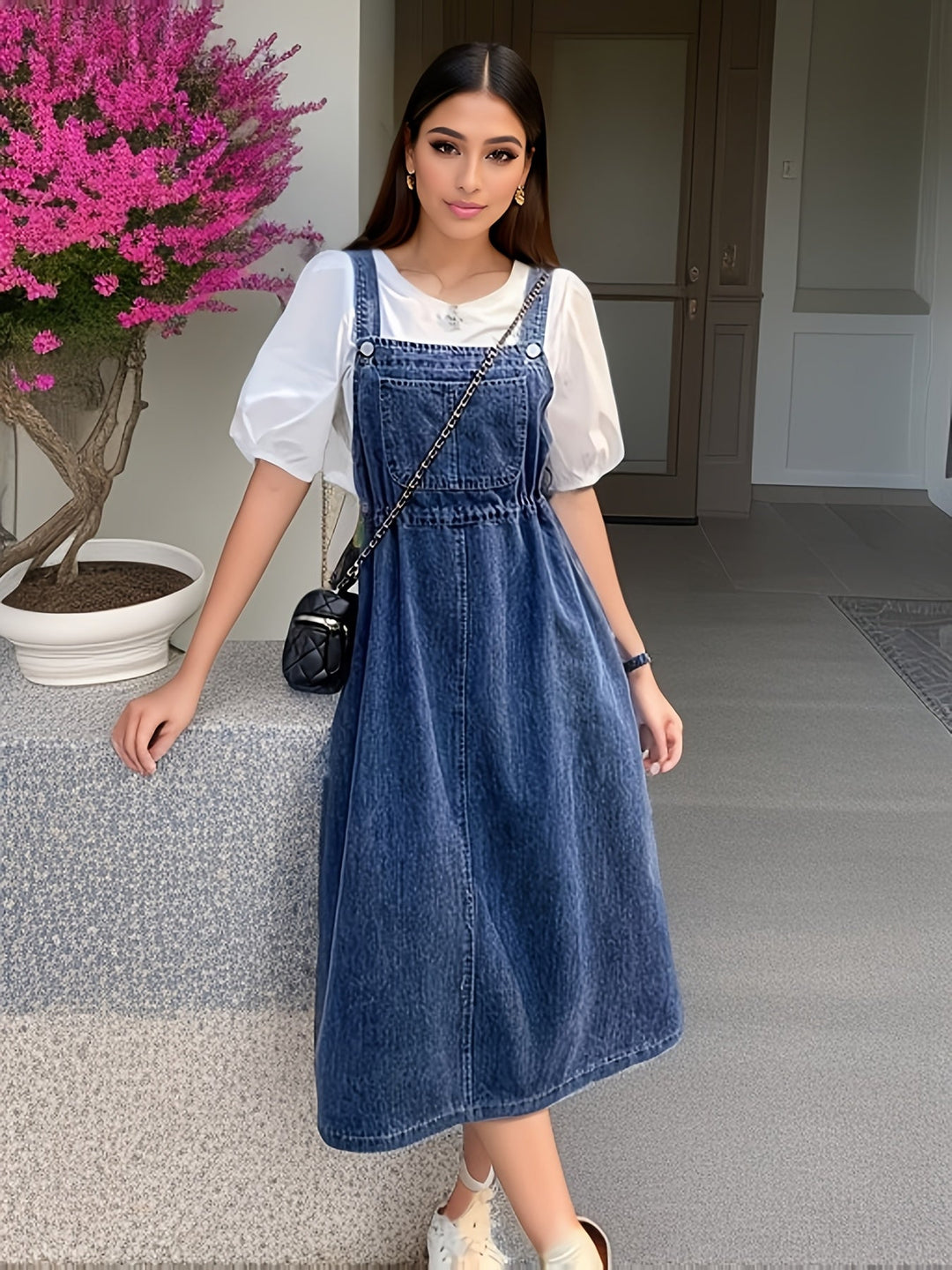 Monica | Classic Denim Overall Dress