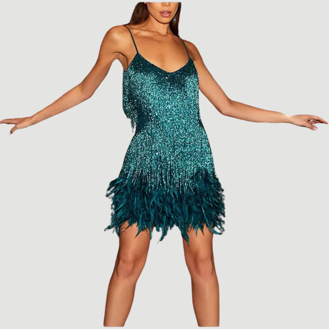 Bianca | Fringe Feather Mini Dress