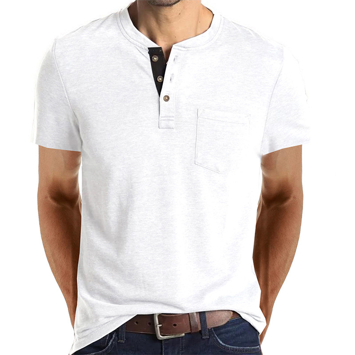 Trevor | Button Accent Henley Tee