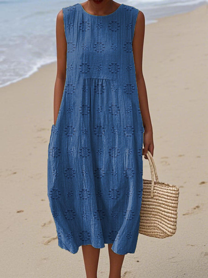 Léa | Sleeveless Embroidered Midi Dress