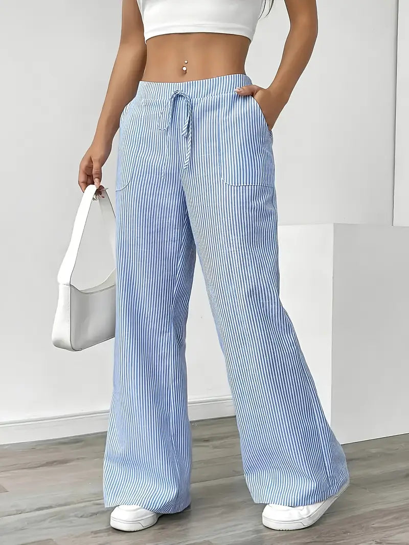 Vioni | Striped Drawstring Trousers