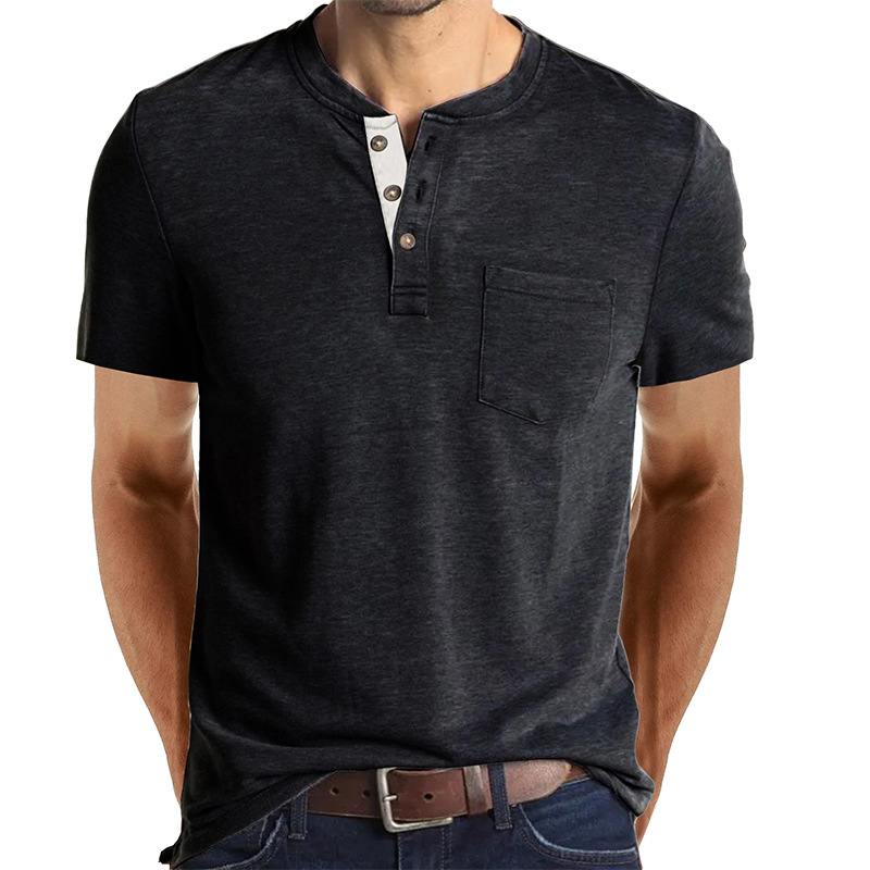 Trevor | Button Accent Henley Tee