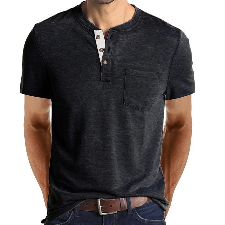 Trevor | Button Accent Henley Tee