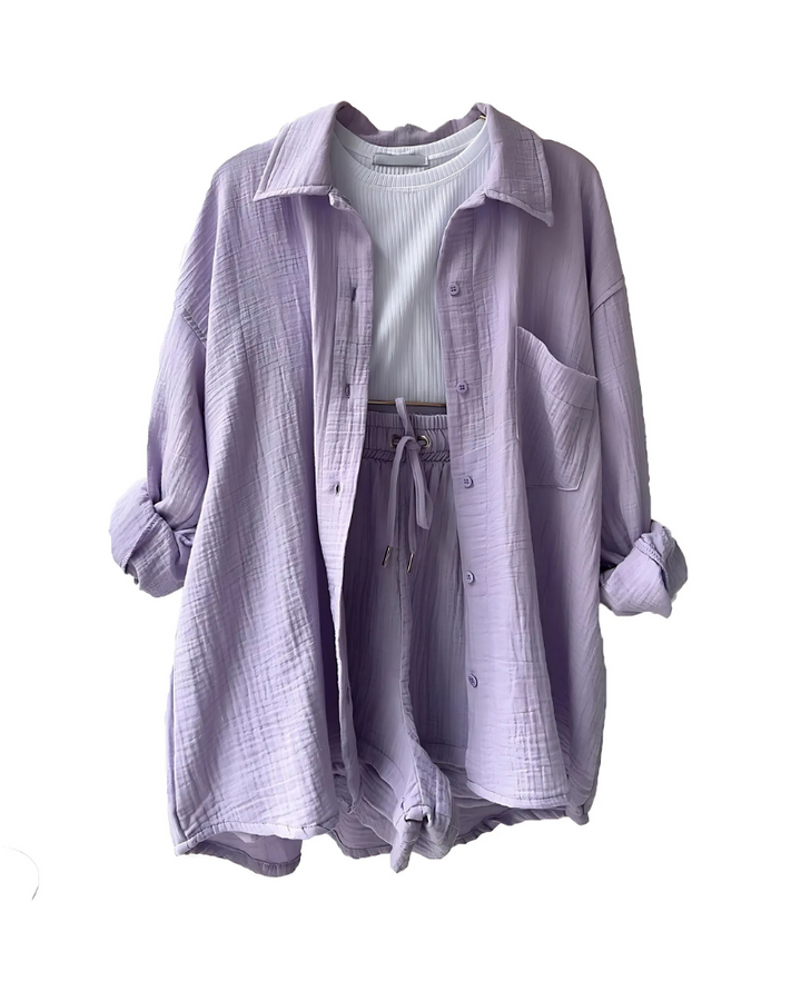 Maylee | Casual Button‑Up Shorts Set