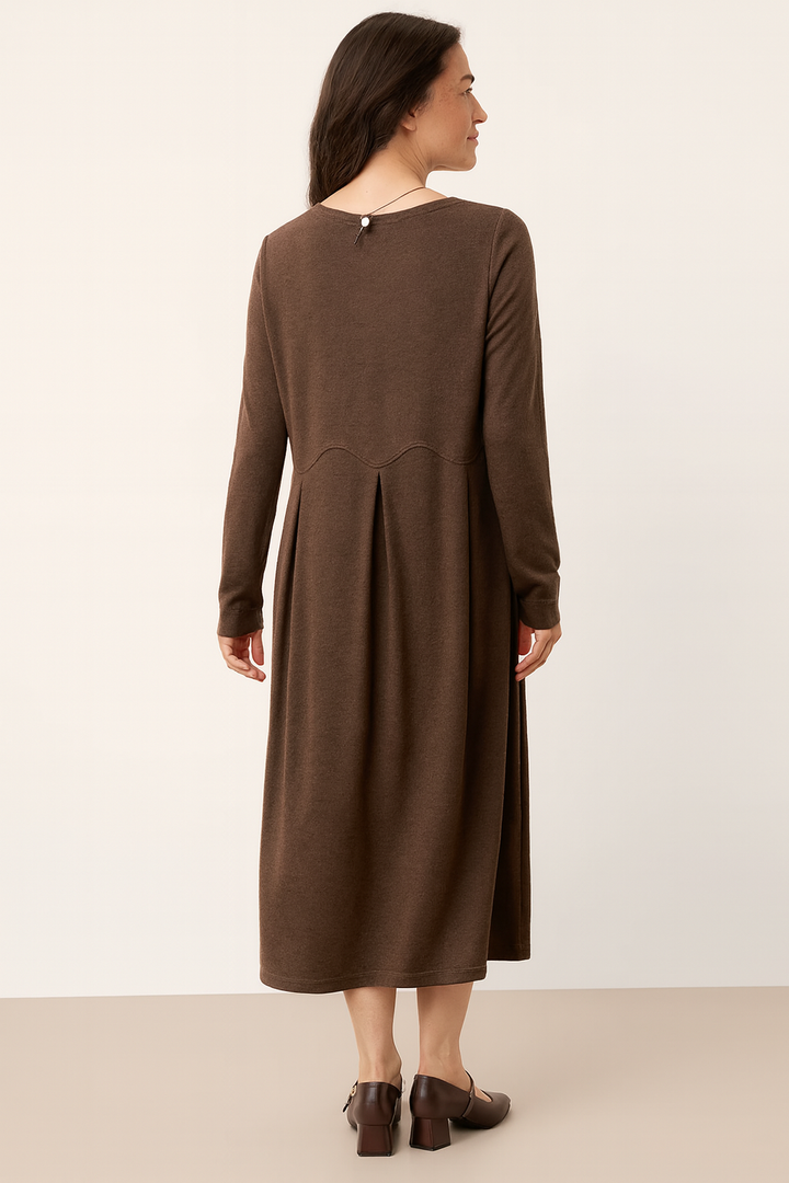 Wool Arc-Panel Sculpted Pleats Maxi Dress CALISTA