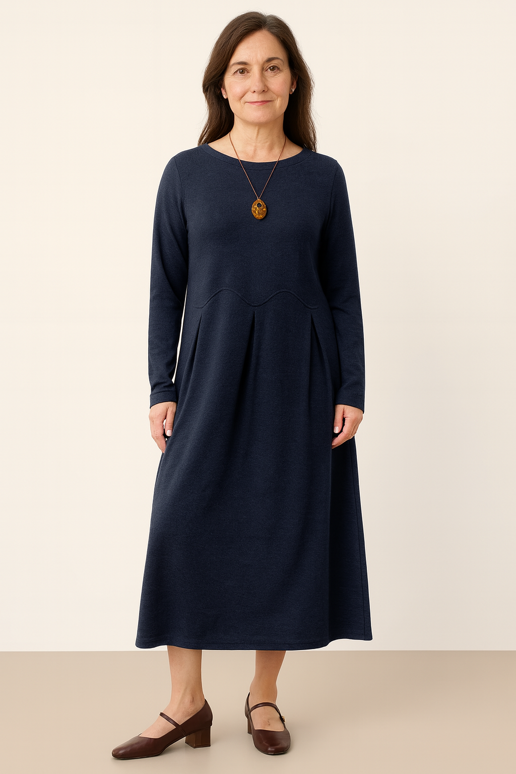 Wool Arc-Panel Sculpted Pleats Maxi Dress CALISTA