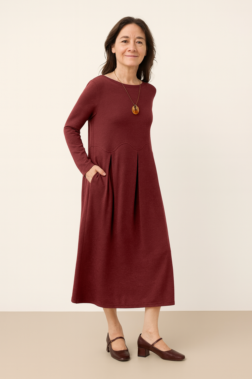 Wool Arc-Panel Sculpted Pleats Maxi Dress CALISTA
