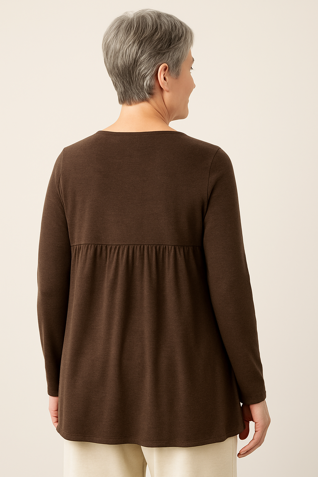 Wool Panelled Ruched Asymmetric Hem Top KALISTA
