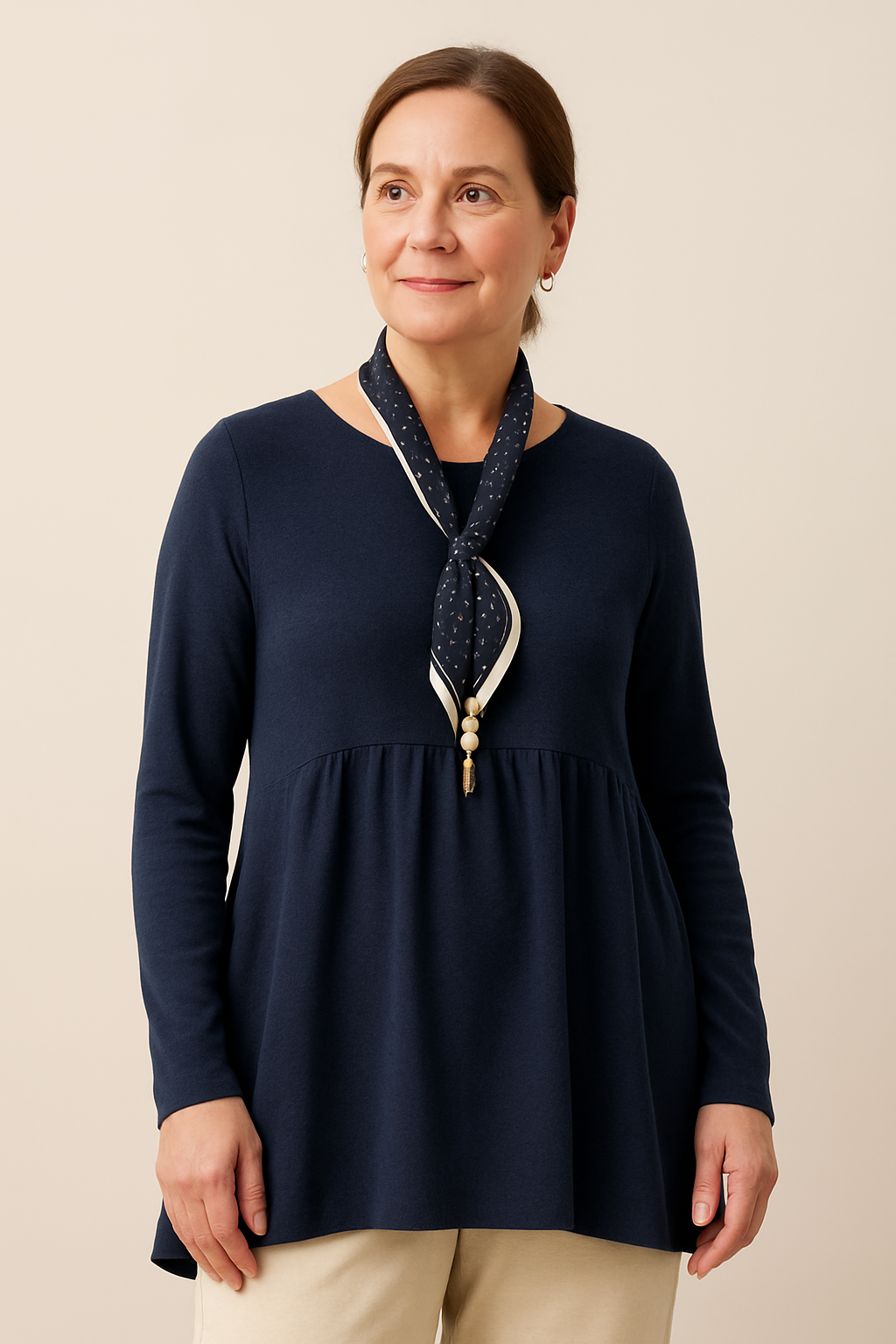 Wool Panelled Ruched Asymmetric Hem Top KALISTA