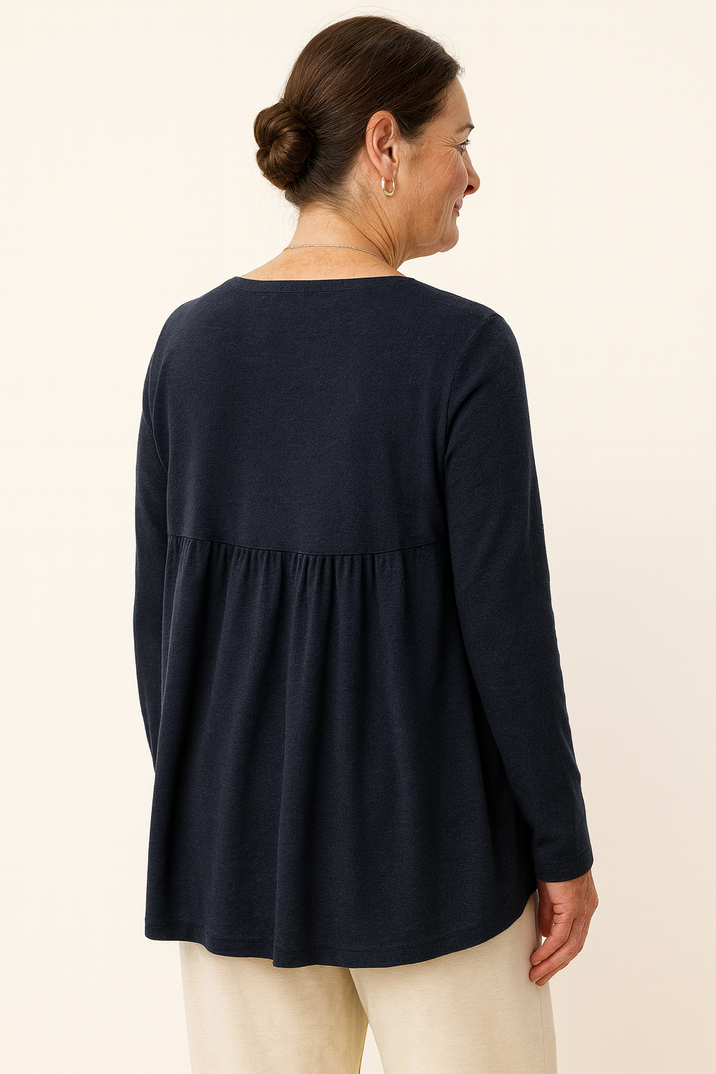 Wool Panelled Ruched Asymmetric Hem Top KALISTA