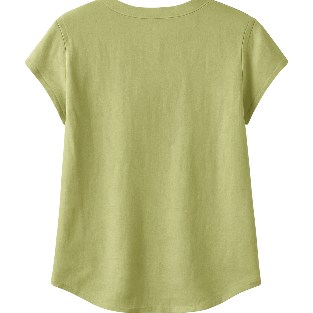 Linen Cap Sleeve Soft-Fold Collar Top