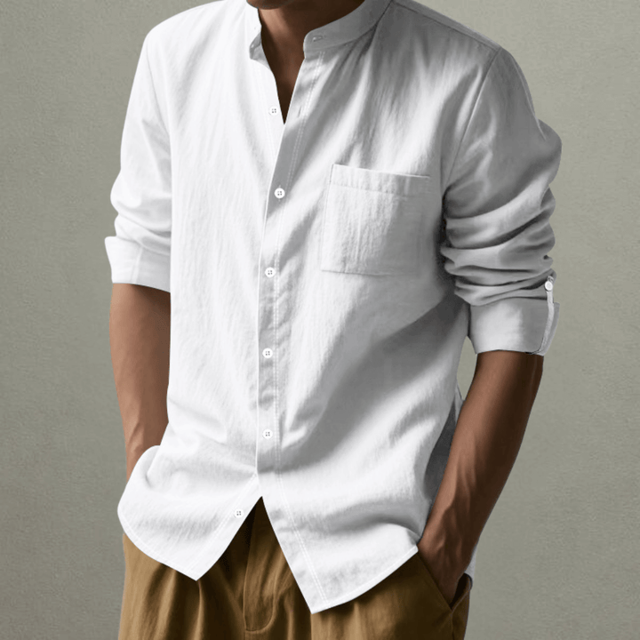 Theo | Minimalist Band Collar Shirt