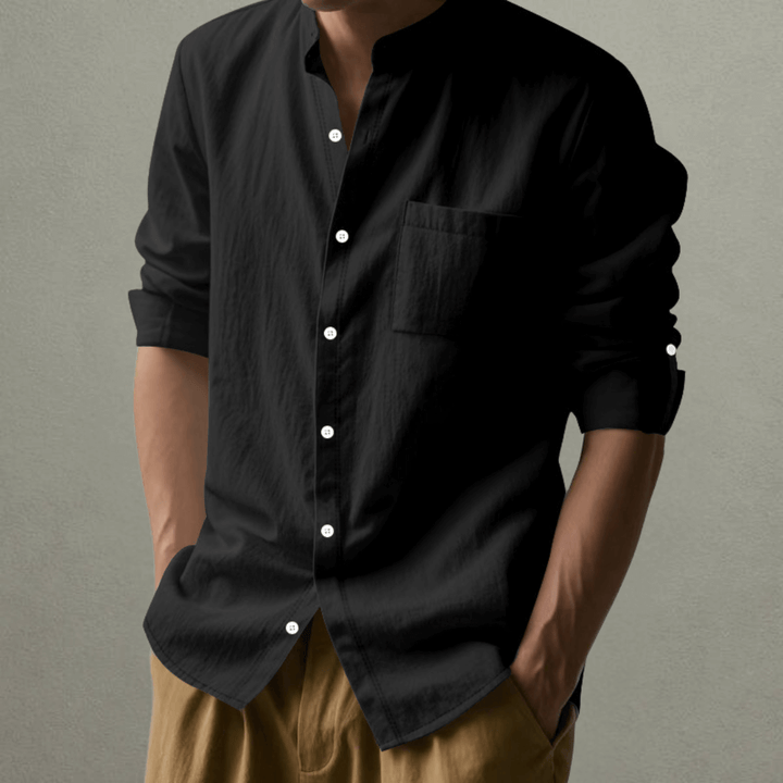 Theo | Minimalist Band Collar Shirt