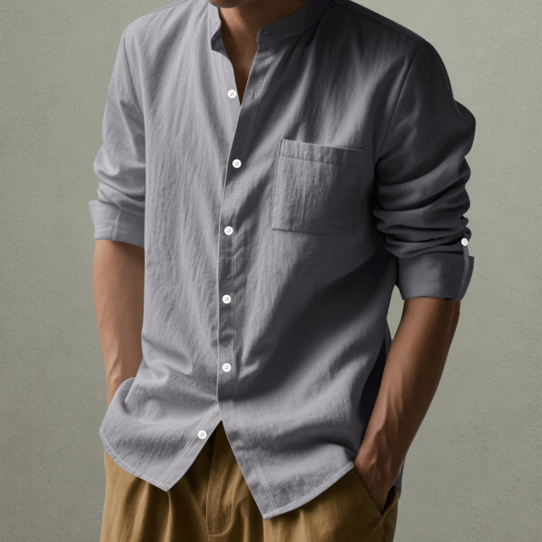 Theo | Minimalist Band Collar Shirt