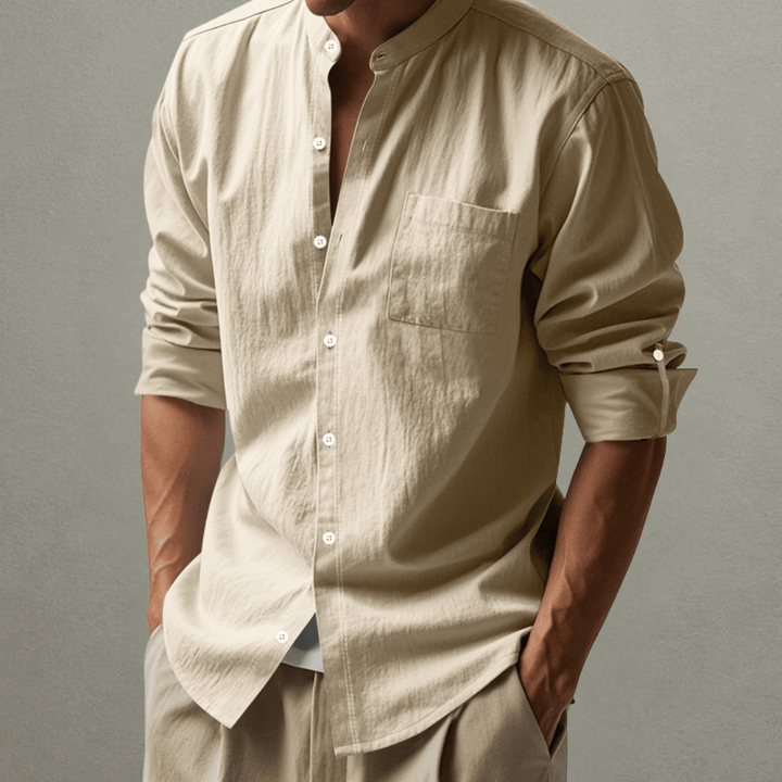 Theo | Minimalist Band Collar Shirt
