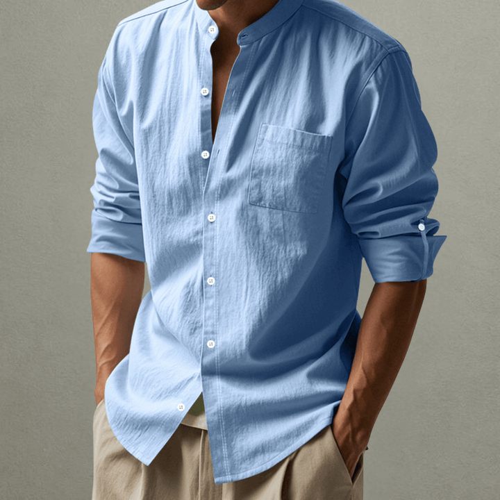 Theo | Minimalist Band Collar Shirt