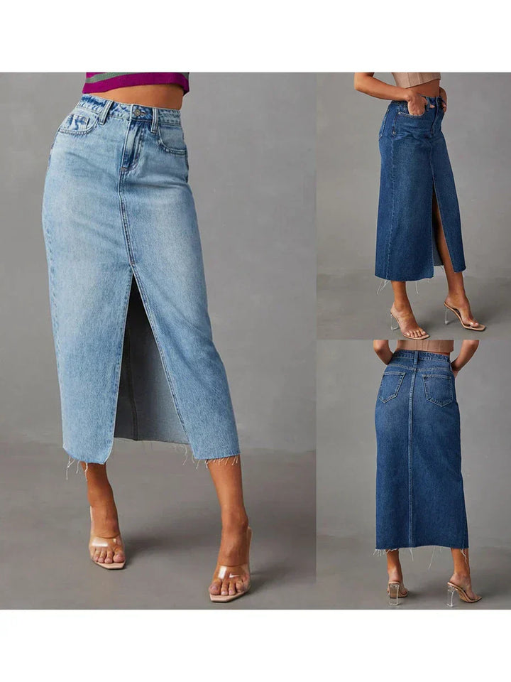 Elaine | Front-Slit Denim Skirt